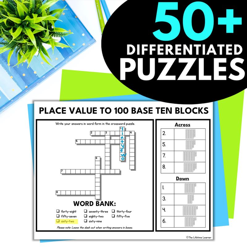 1st Grade Math Crossword Puzzles - Image 2