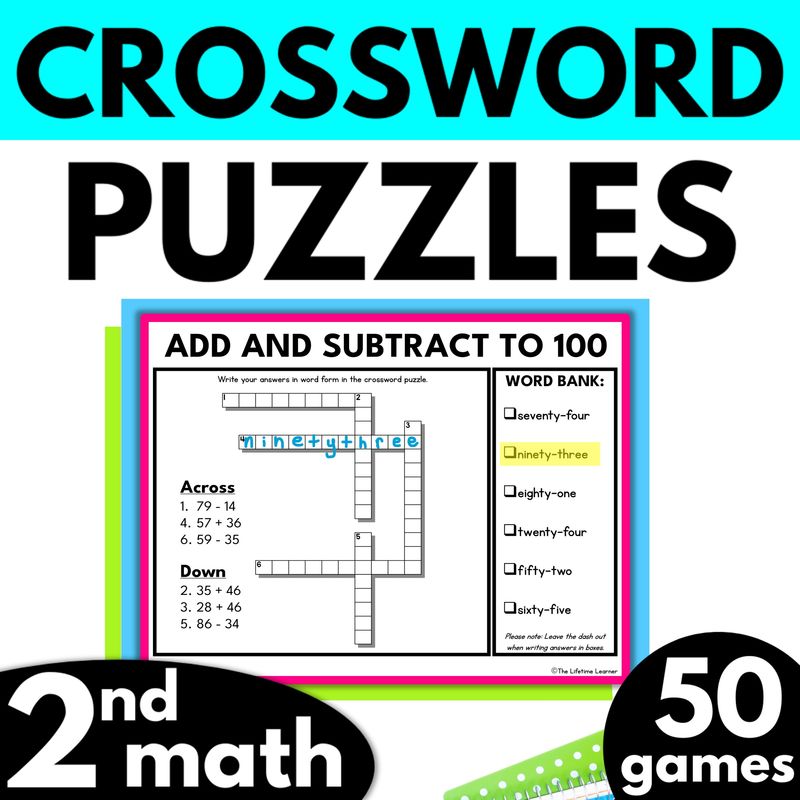 2nd Grade Math Crossword Puzzles