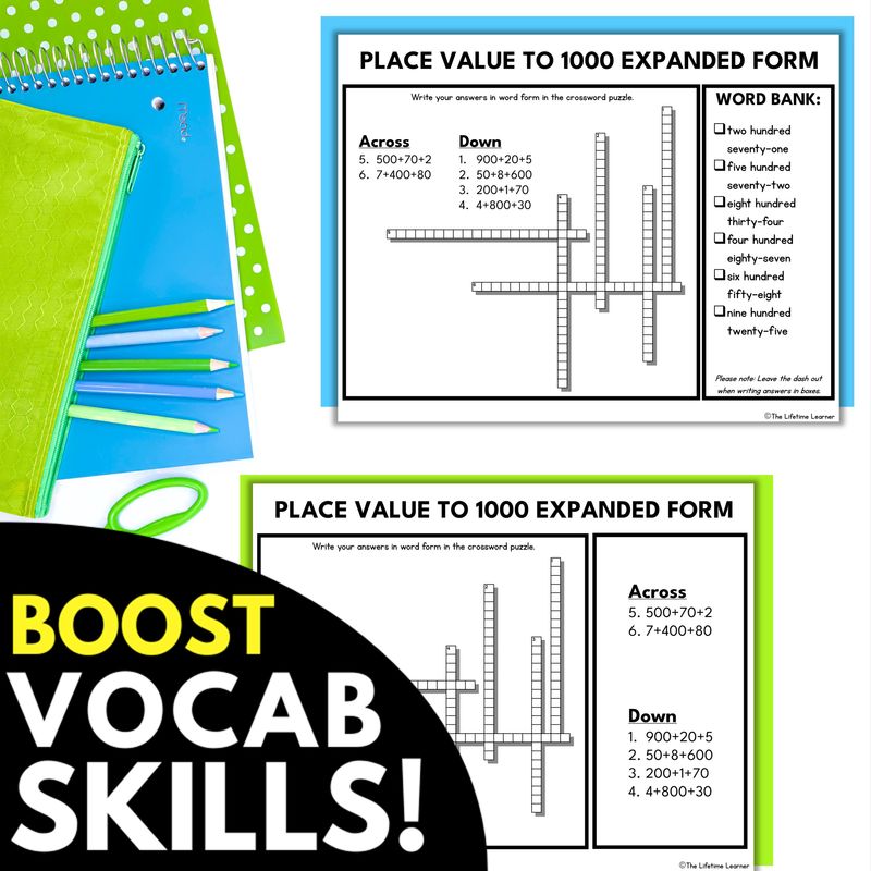 2nd Grade Math Crossword Puzzles - Image 3