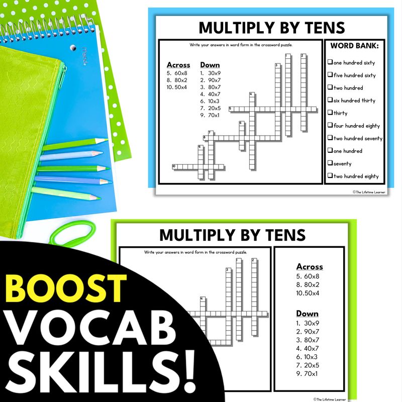 3rd Grade Math Crossword Puzzles - Image 2