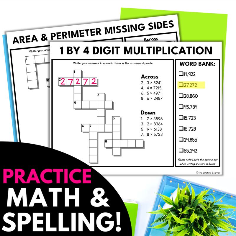 4th Grade Math Crossword Puzzles - Image 4