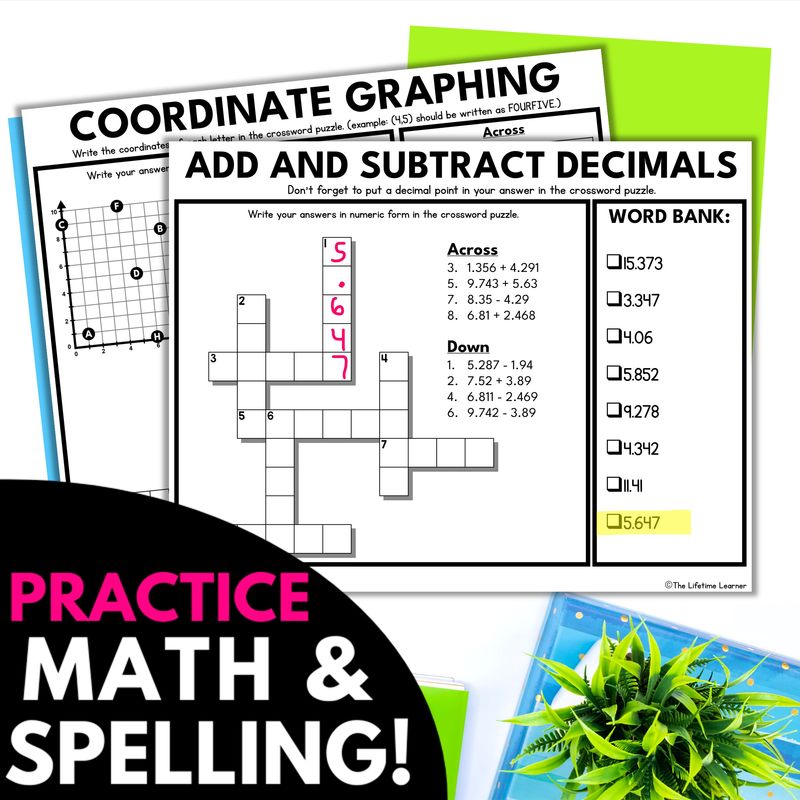 5th Grade Math Crossword Puzzles - Image 4