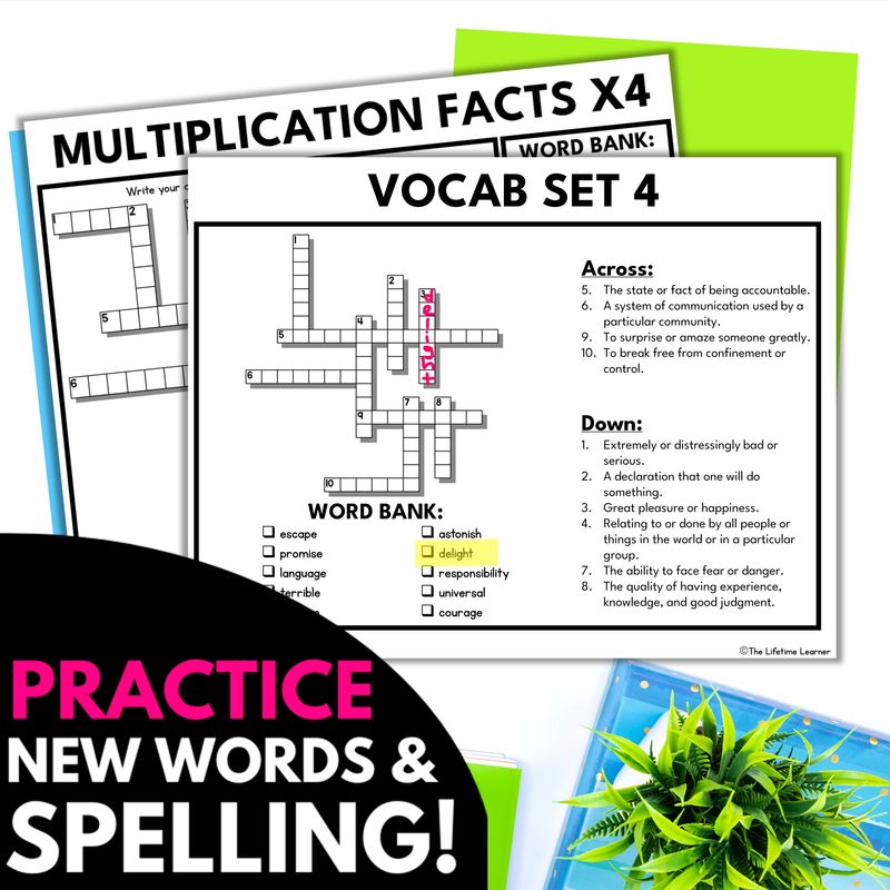Vocabulary Crossword Puzzles 3rd 4th 5th Grade - Image 3