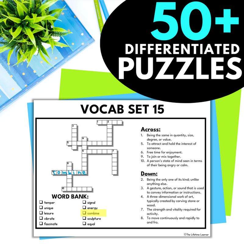 Vocabulary Crossword Puzzles 3rd 4th 5th Grade - Image 2