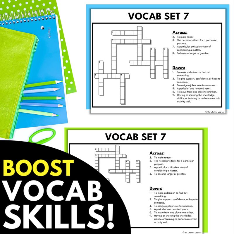 Vocabulary Crossword Puzzles 3rd 4th 5th Grade - Image 4