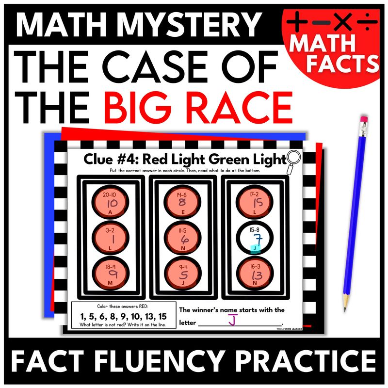 Race Car Math Fact Mystery