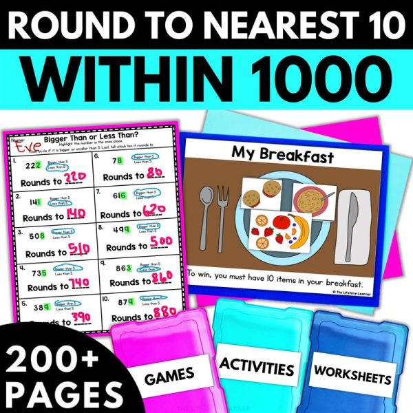 Rounding to the Nearest 10 within 1000 Worksheets | 3rd Grade Math Unit