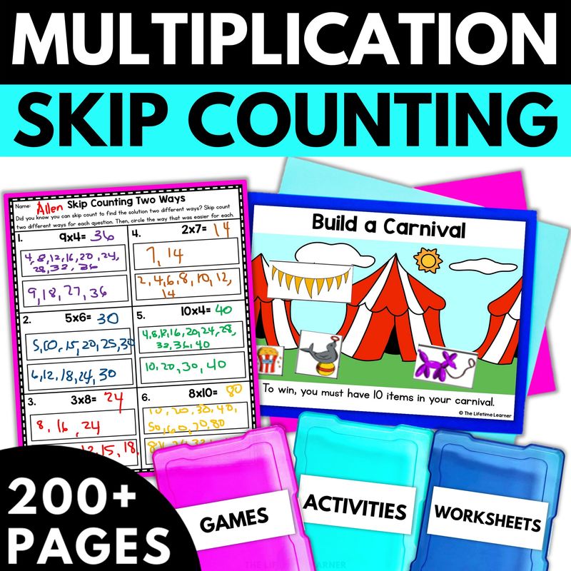 3rd Grade Multiplication Skip Counting Worksheets & Activities