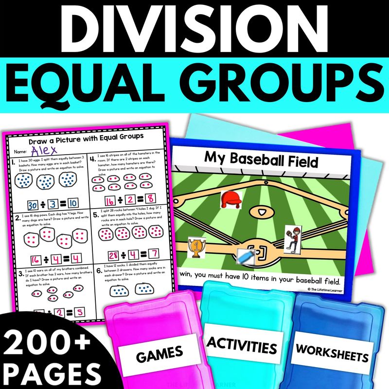 3rd Grade Division Equal Groups Worksheets & Activities