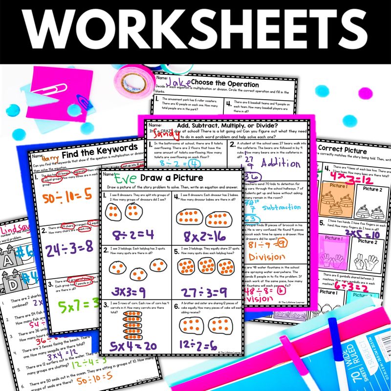 3rd Grade Multiplication & Division Word Problems Worksheets & Activities - Image 2