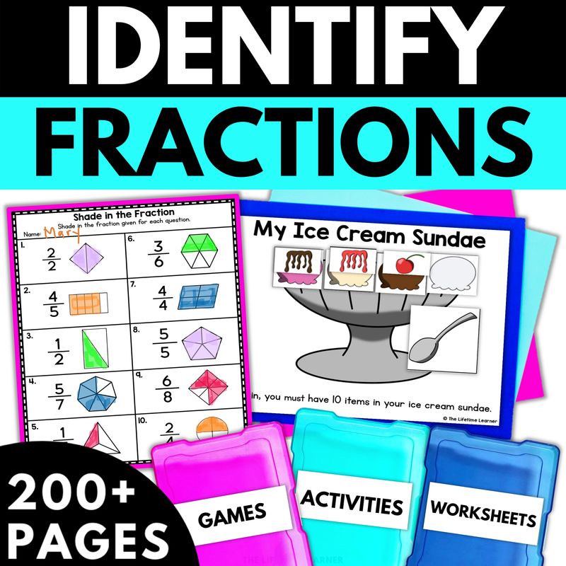 3rd Grade Identifying Fractions Worksheets & Activities