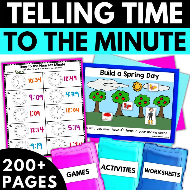 3rd Grade Telling Time to the Minute Worksheets and Activities