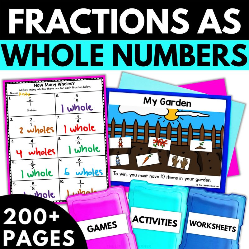 3rd Grade Fractions as Whole Numbers Worksheets and Activities