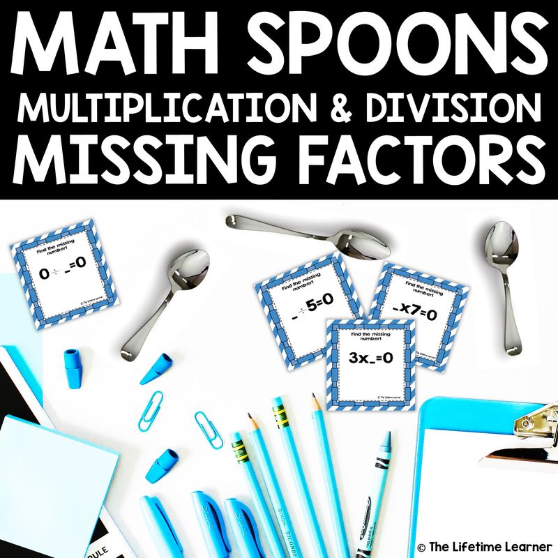 Multiplication and Division Missing Factors Math Spoons Card Game | Fun ...