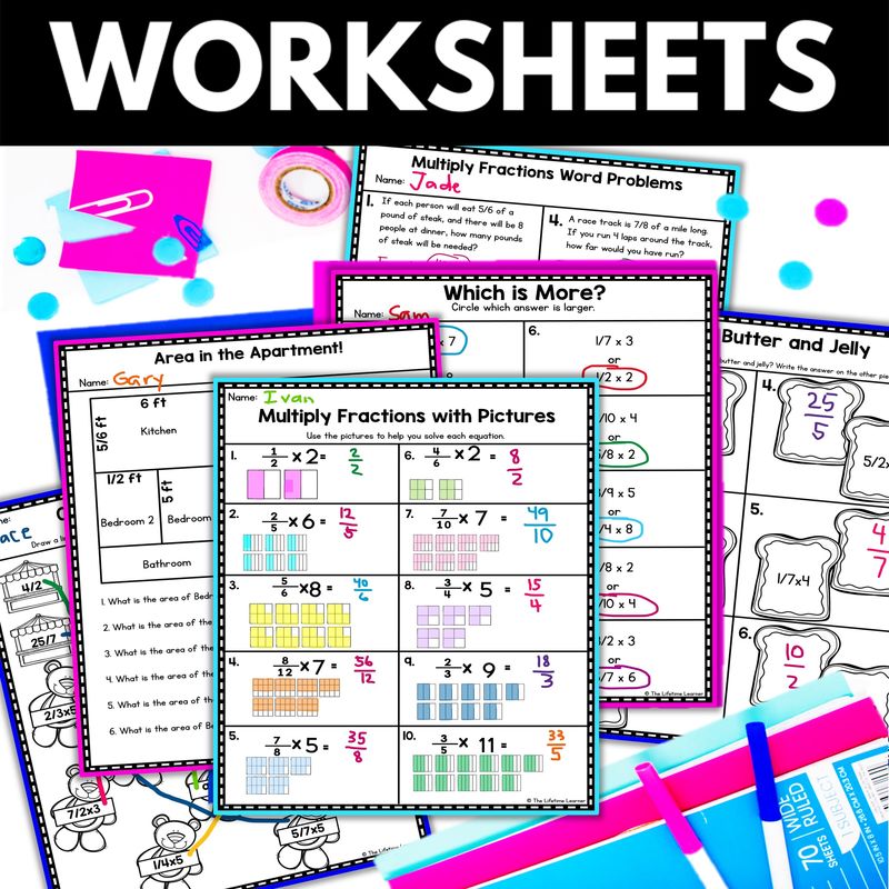 4th Grade Multiply Fractions by Whole Numbers Worksheets and Activities - Image 2