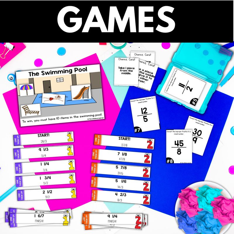 4th Grade Converting Mixed Numbers and Improper Fractions Worksheets and Activities - Image 3