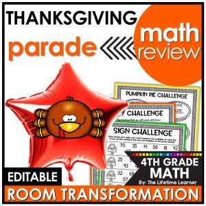 4th Grade Math Review Thanksgiving Room Transformation