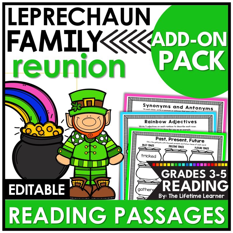 St. Patrick's Day Reading Comprehension Passages Add On Pack