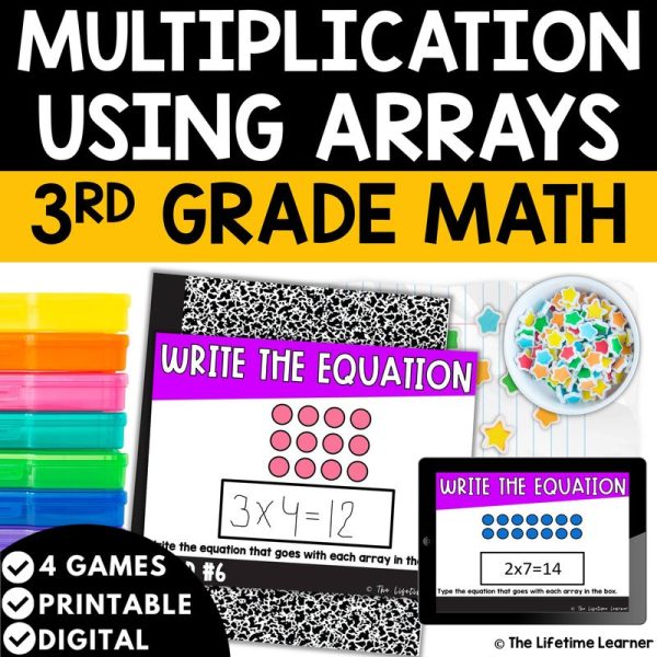 Multiplication Using Arrays 3rd Grade Math Task Cards