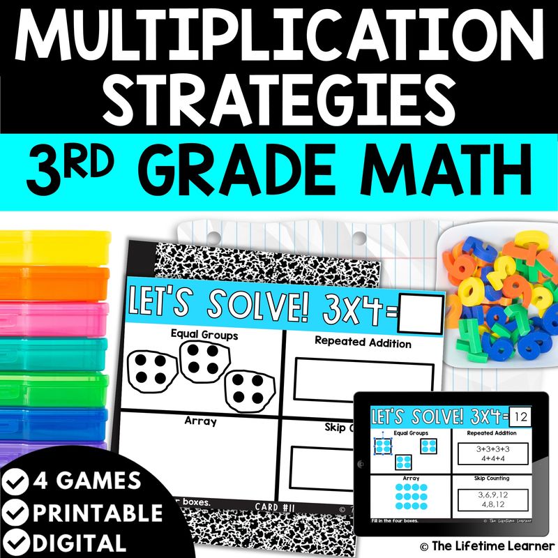 Multiplication Strategies 3rd Grade Math Task Cards
