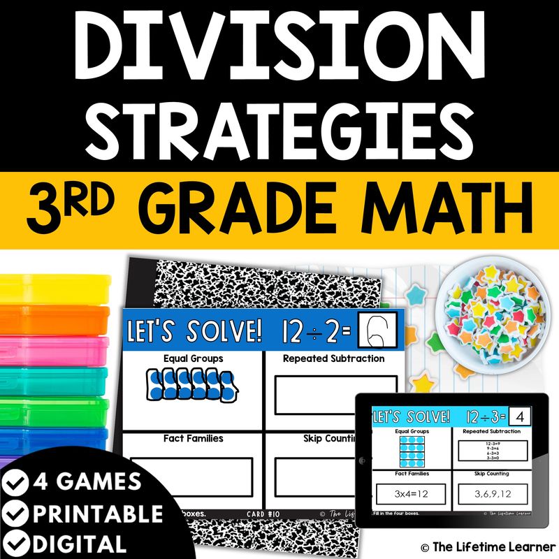 Division Strategies 3rd Grade Math Task Cards