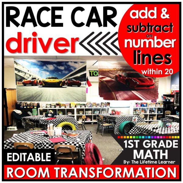 1st Grade Add & Subtract on Number Lines Race Car Room Transformation
