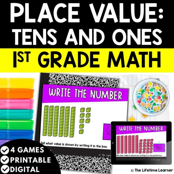1st Grade Math Task Cards Place Value to 100