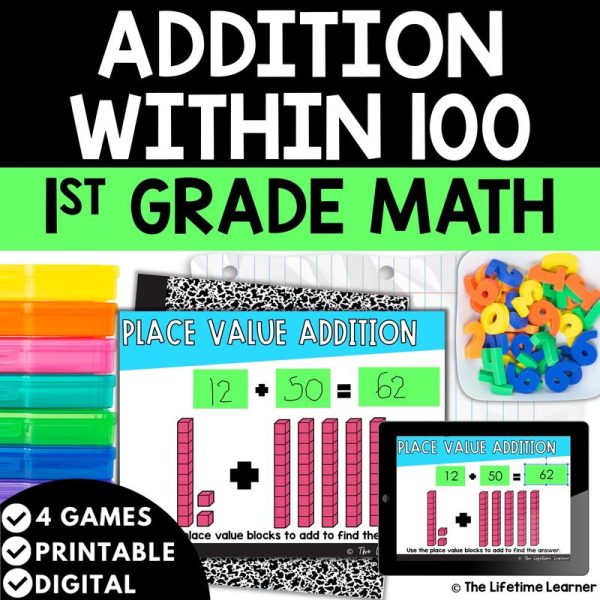 1st Grade Math Task Cards Addition to 100