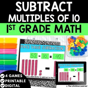 1st Grade Math Task Cards Subtraction Multiples of 10