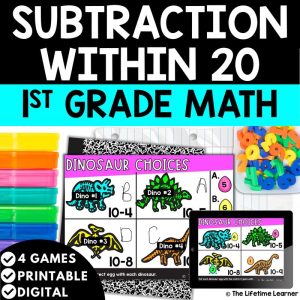1st Grade Math Task Cards Subtraction to 20