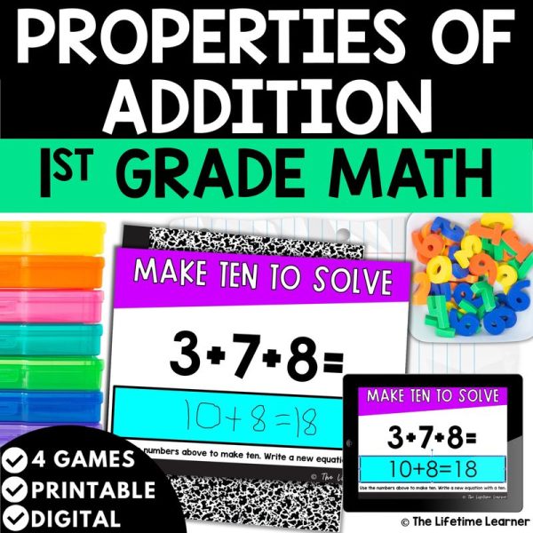 1st Grade Math Task Cards Properties of Addition