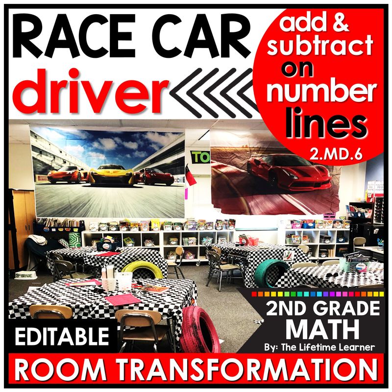 2nd Grade Number Line Addition & Subtraction Race Car Room Transformation