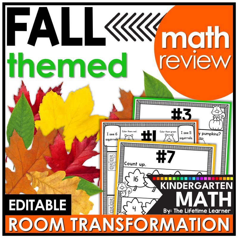 Kindergarten Fall Classroom Transformation Math Review