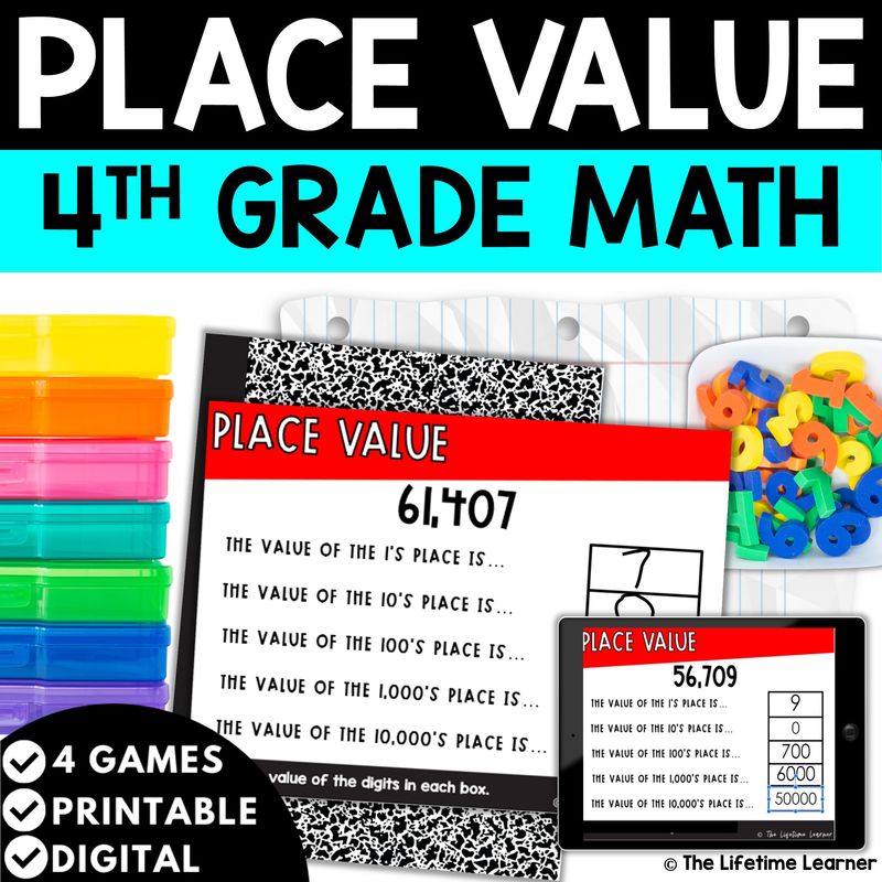 Place Value 4th Grade Math Task Cards