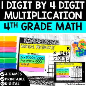 4 Digit by 1 Digit Multiplication 4th Grade Math Task Cards