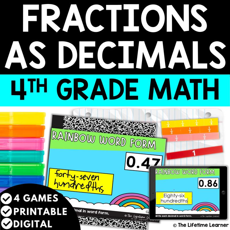 Read and Write Decimals 4th Grade Math Task Cards