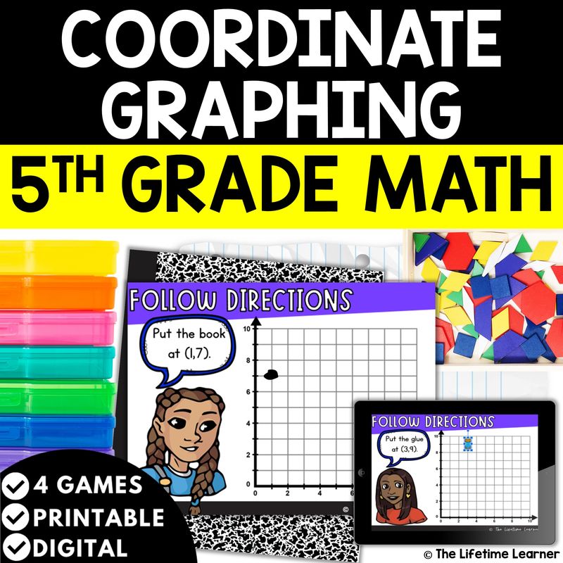 Coordinate Plane Graphing 5th Grade Math Task Cards