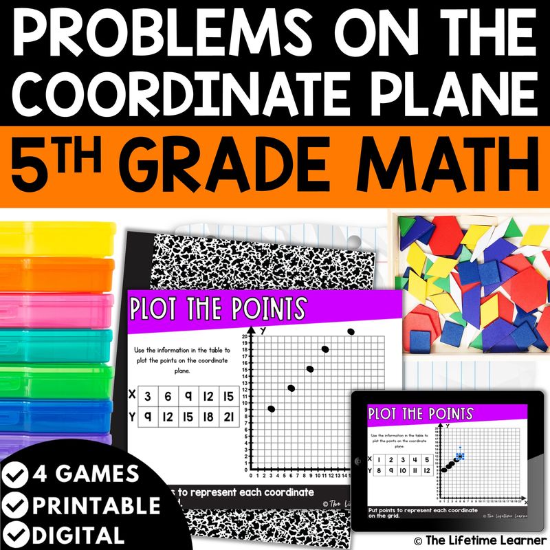 Coordinate Plane Problems 5th Grade Math Task Cards