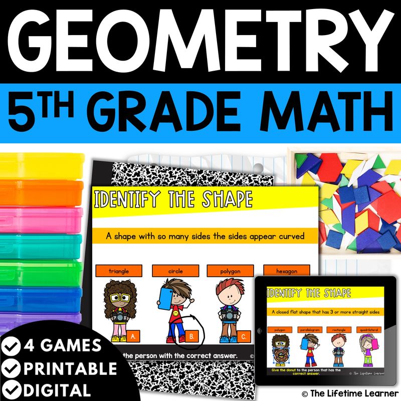 Geometry Shapes Vocabulary 5th Grade Math Task Cards