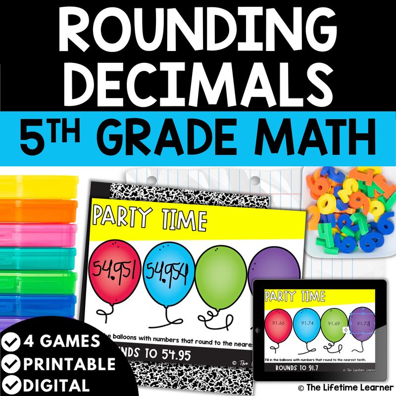 Rounding Decimals 5th Grade Math Task Cards