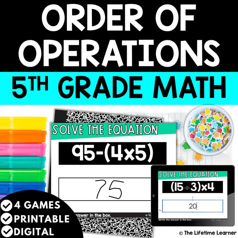 Order of Operations 5th Grade Math Task Cards
