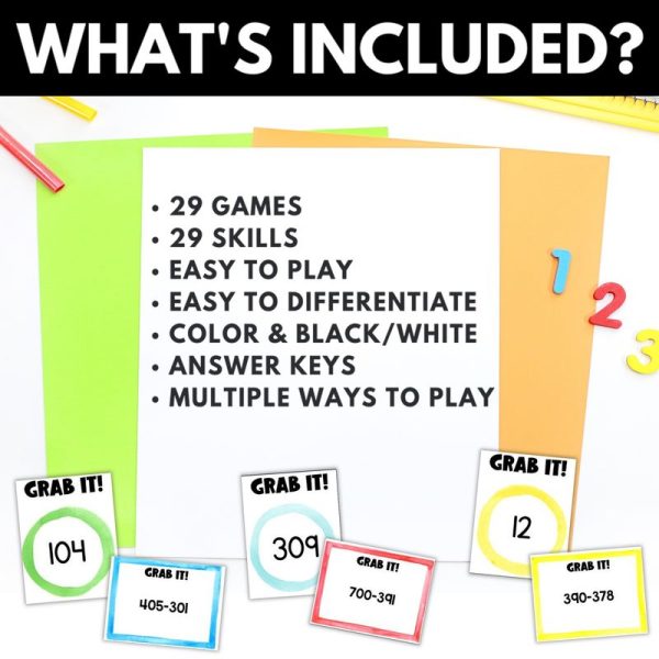 3rd Grade Grab It Math Card Games