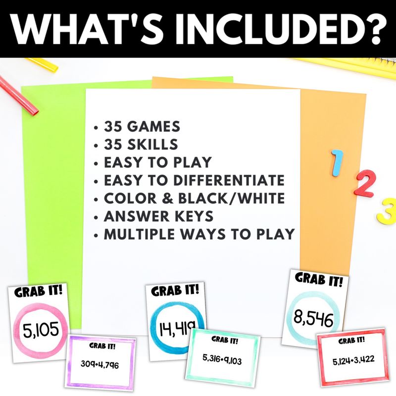 4th Grade Grab It Math Card Games - Image 2