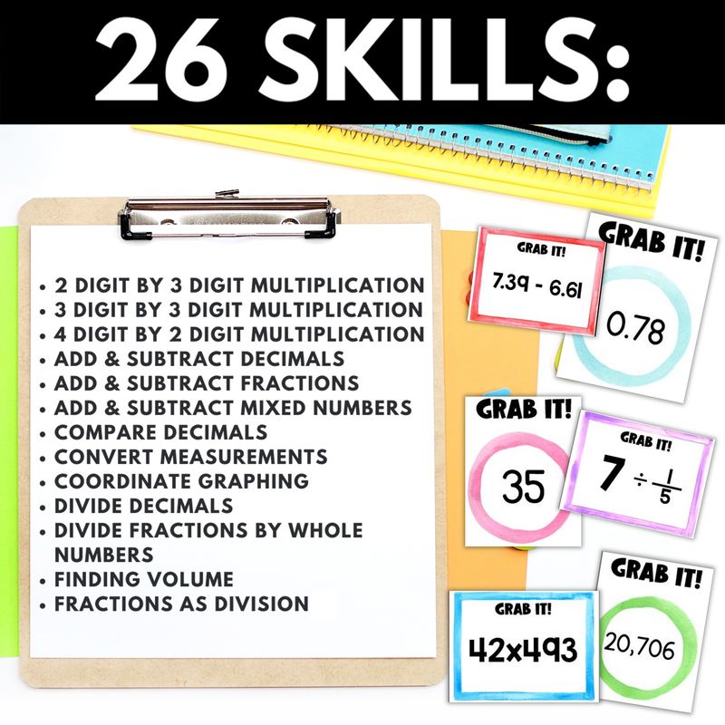 5th Grade Grab It Math Card Games - Image 4