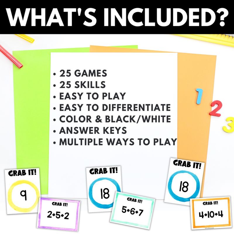 1st Grade Grab It Math Card Games - Image 2