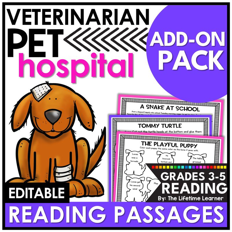 Veterinarian Reading Comprehension Passages Add On Pack
