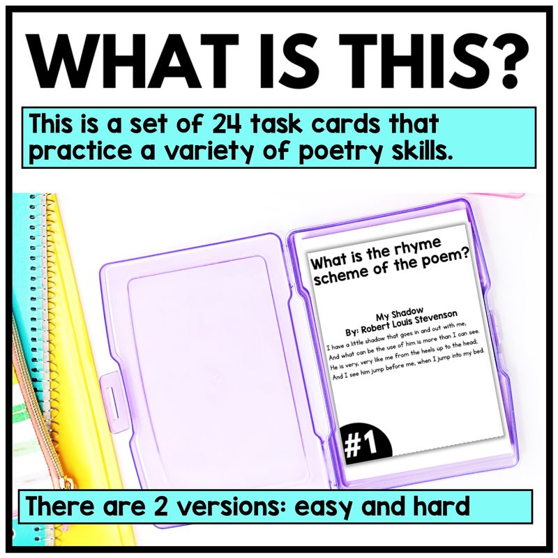 Poetry Task Cards – 3rd, 4th, 5th Grade - Image 2