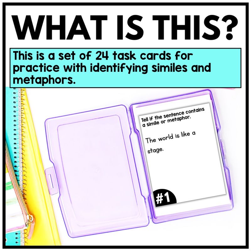 Similes and Metaphors Task Cards – 3rd, 4th, 5th Grade - Image 2