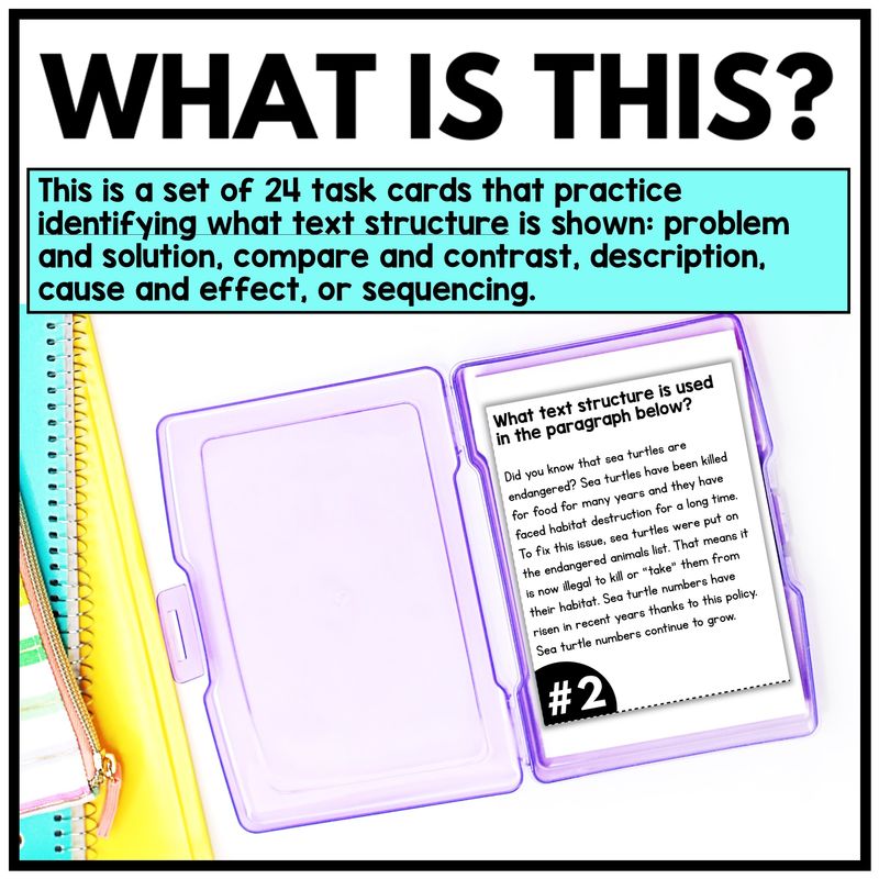 Nonfiction Text Structures Task Cards – 3rd, 4th, 5th Grade - Image 2
