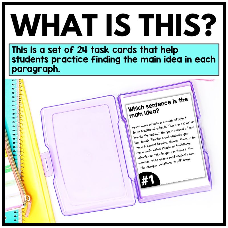 Main Idea and Supporting Details Task Cards – 3rd, 4th, 5th Grade - Image 2